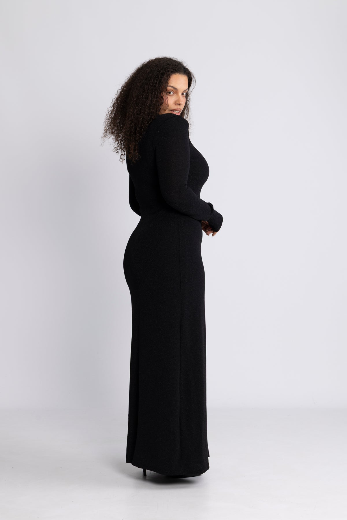 Alva Maxi Glitter Dress - Black