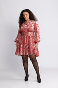 Saga Wide Velvet Flower Dress - Pink Flower