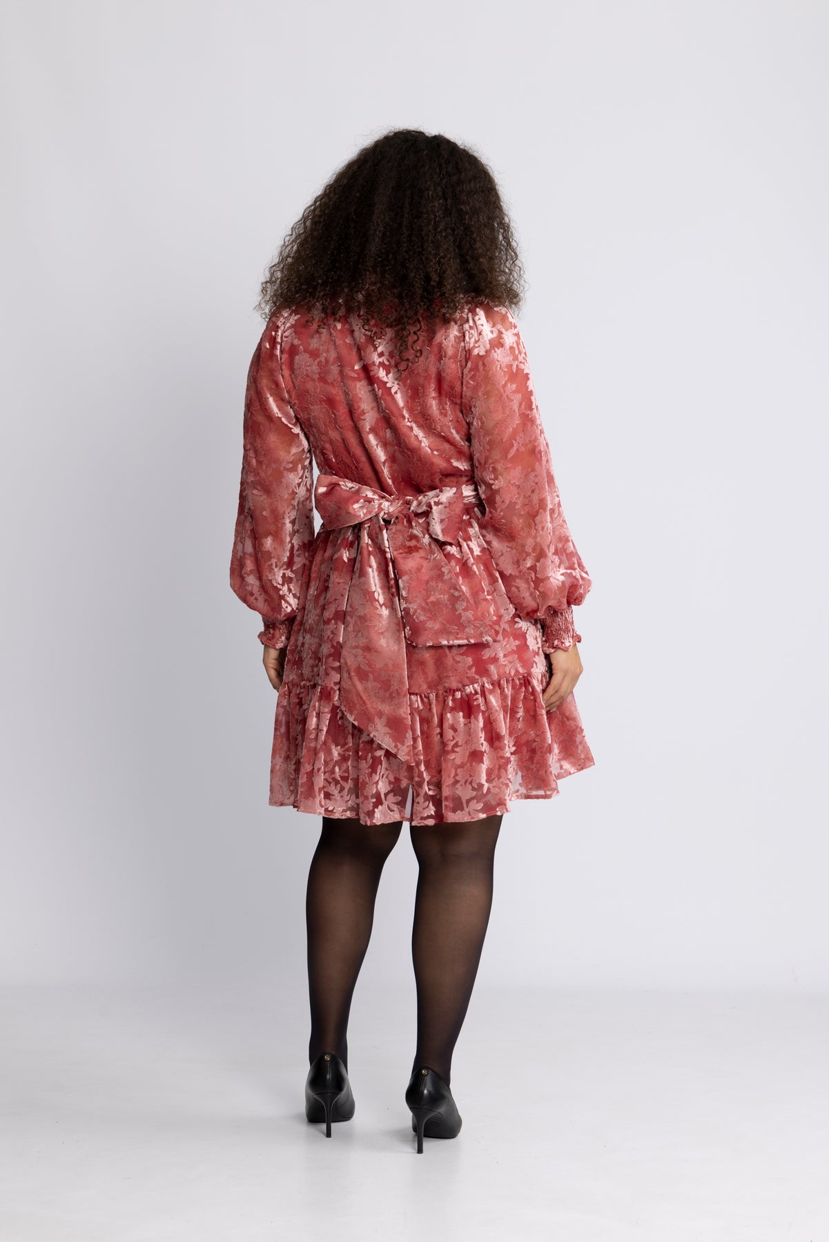 Saga Wide Velvet Flower Dress - Pink Flower