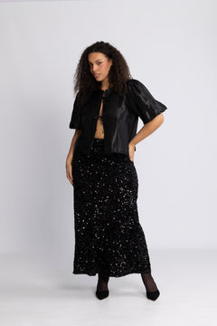 Alva Maxi Sequin Skirt - Black
