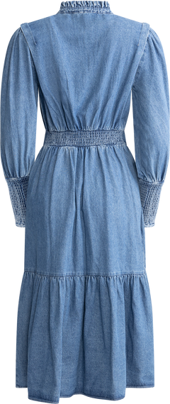 Evina Denim Midi Dress - Blue