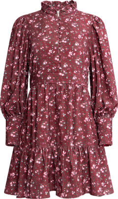 Liv Cord Print Dress - Dark Red