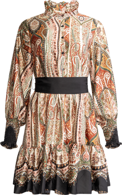 Saga Wide Paisley Dress - Black