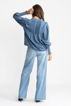 Emma Denim Blouse - Blue