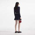 Crochet Contrast Trim Cardigan - Navy