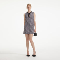 Boucle Embellished Mini Dress - Black