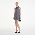 Boucle Embellished Mini Dress - Black