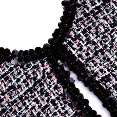 Boucle Embellished Mini Dress - Black