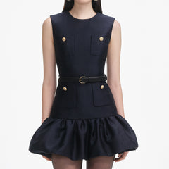 Taffeta Mini Dress - Navy