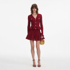Pointelle Knit Mini Dress - Burgundy