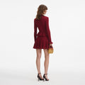 Pointelle Knit Mini Dress - Burgundy