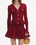 Pointelle Knit Mini Dress - Burgundy