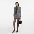 Houndstooth Crystal Trim Jacket - Black And White