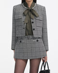 Houndstooth Crystal Trim Jacket - Black And White
