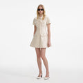 Collared Denim Mini Dress - Cream