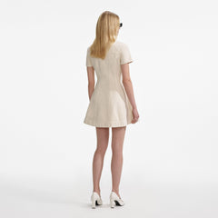 Collared Denim Mini Dress - Cream