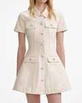 Collared Denim Mini Dress - Cream