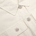Collared Denim Mini Dress - Cream