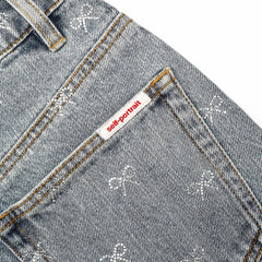 Diamante Bow Jeans - Light Blue