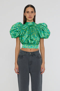 Puff Sleeve Top - Clematis Blue Comb.
