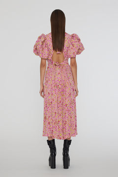 Jacquard Puffy Dress - Fuchsia Pink Comb.
