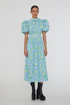 Jacquard Puffy Dress - Placid Blue Comb.