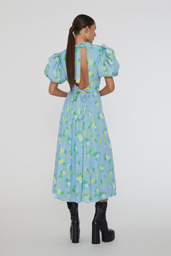 Jacquard Puffy Dress - Placid Blue Comb.