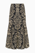 Clarisse Trumpet Midi Skirt - Noir Flora