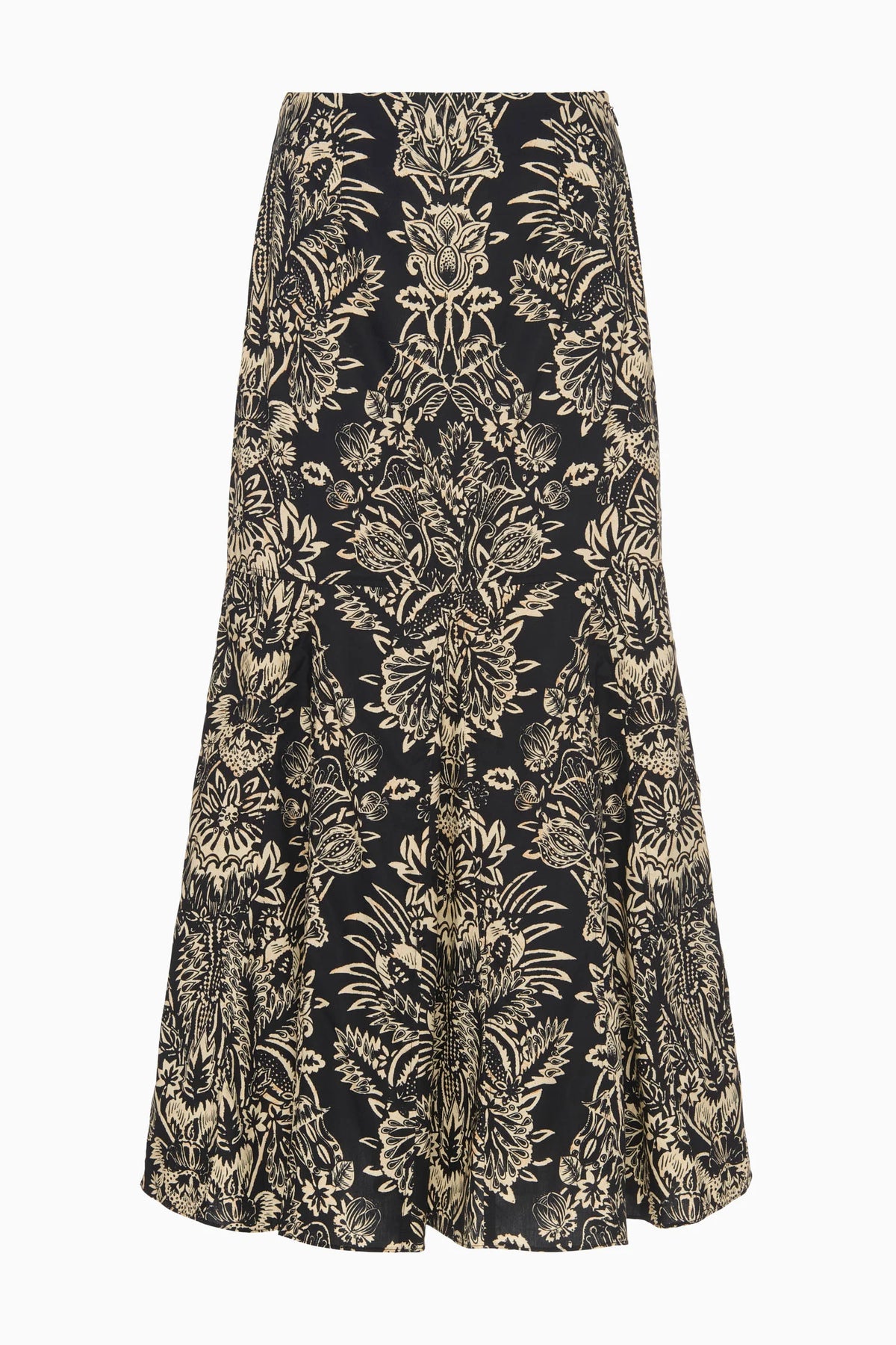 Clarisse Trumpet Midi Skirt - Noir Flora