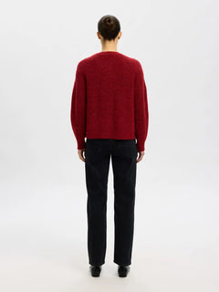 Lulu Ls Knit Short Cardigan - Equestrian Red Melange