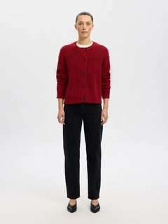 Lulu Ls Knit Short Cardigan - Equestrian Red Melange