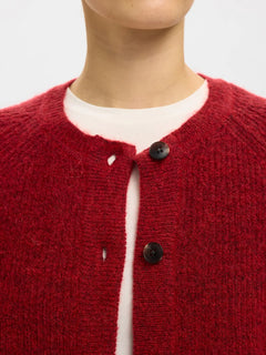 Lulu Ls Knit Short Cardigan - Equestrian Red Melange