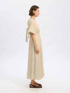 Maddie Ss Midi Dress B - Birch