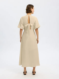 Maddie Ss Midi Dress B - Birch
