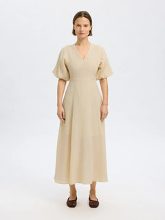 Maddie Ss Midi Dress B - Birch
