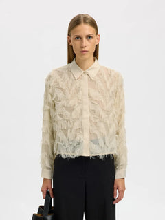 Myline Ls Fluffy Cropped Shirt B - Angora
