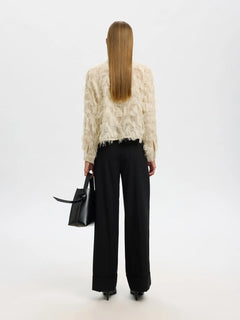 Myline Ls Fluffy Cropped Shirt B - Angora