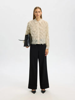 Myline Ls Fluffy Cropped Shirt B - Angora