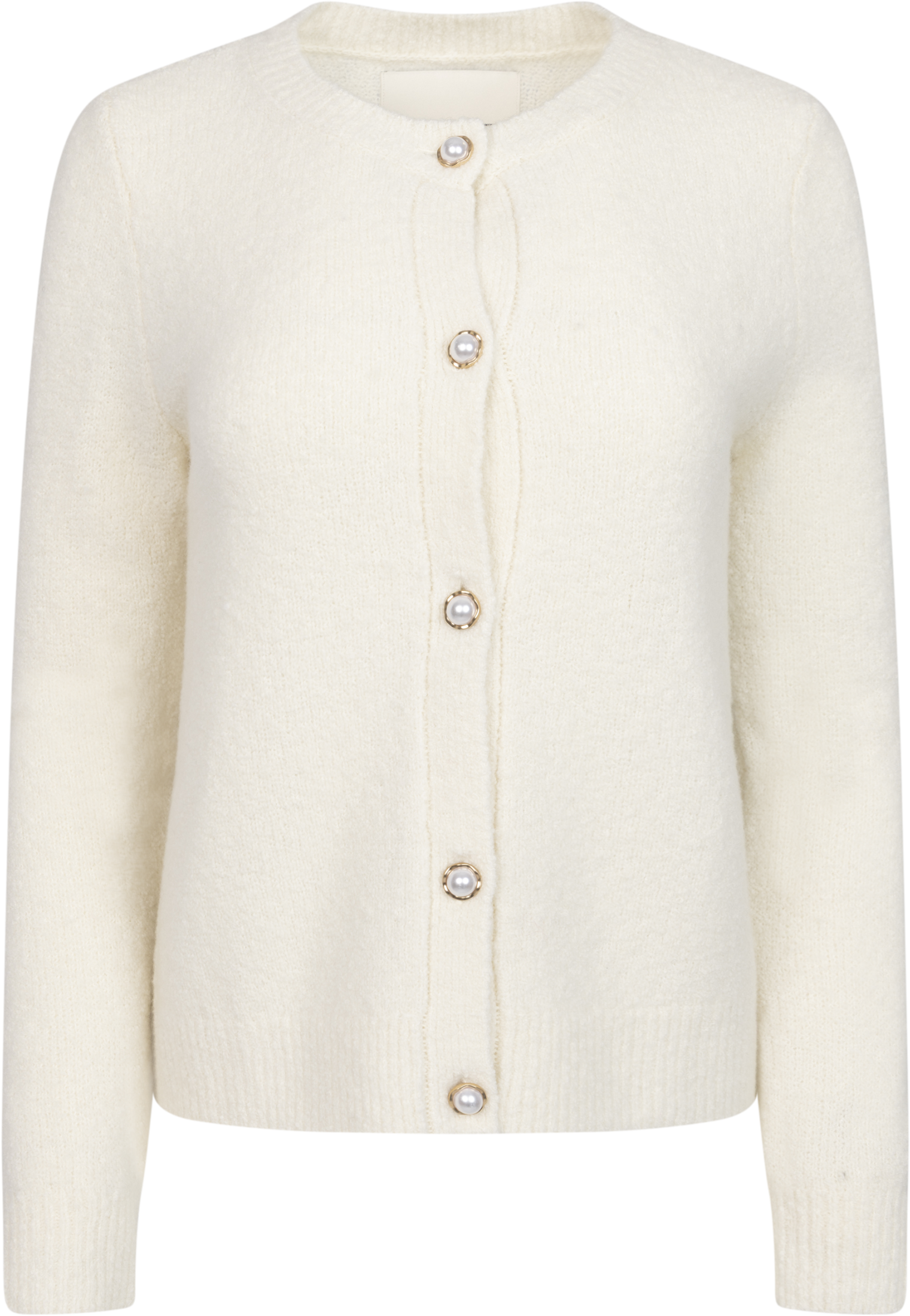 Boucle C-Neck Cardigan - Cream