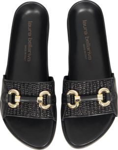 9510Ca Vitello Nero Rafia - Nero/Gold