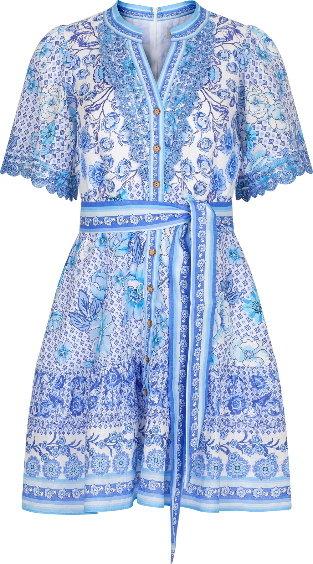 Maggie Short Linen Dress - Blue