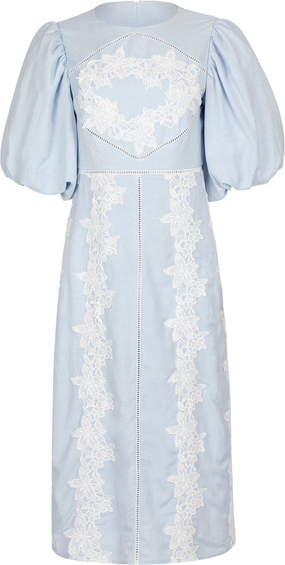 Rudy Embroidered Linen Midi Dress - Light Blue
