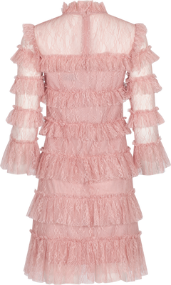 Carmine Frill Mini Lace Dress - Blush