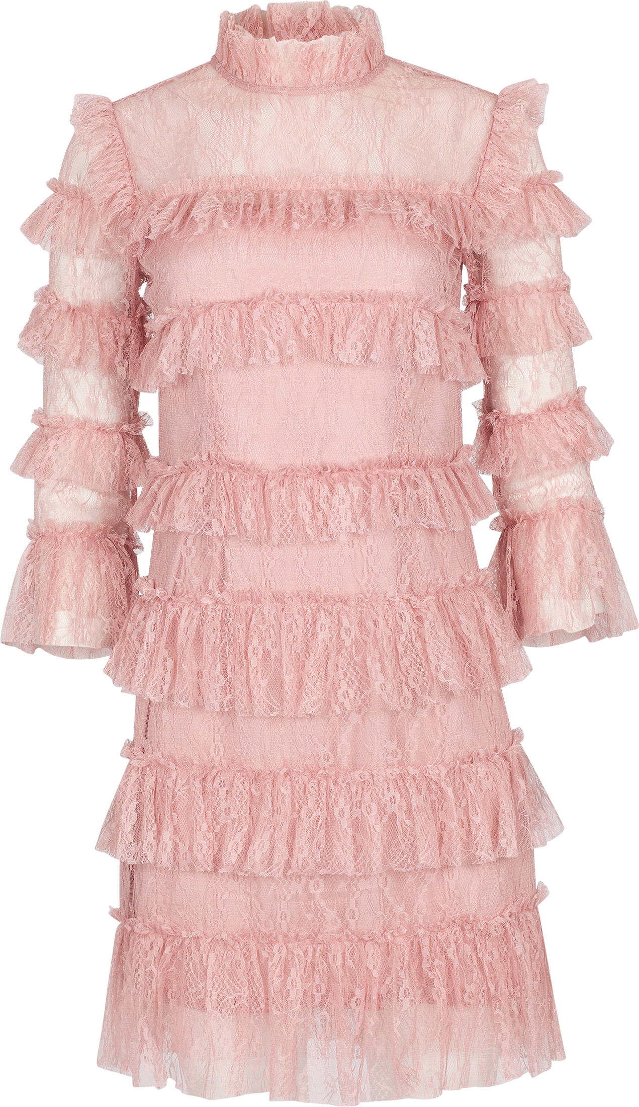 Carmine Frill Mini Lace Dress - Blush