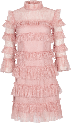 Carmine Frill Mini Lace Dress - Blush