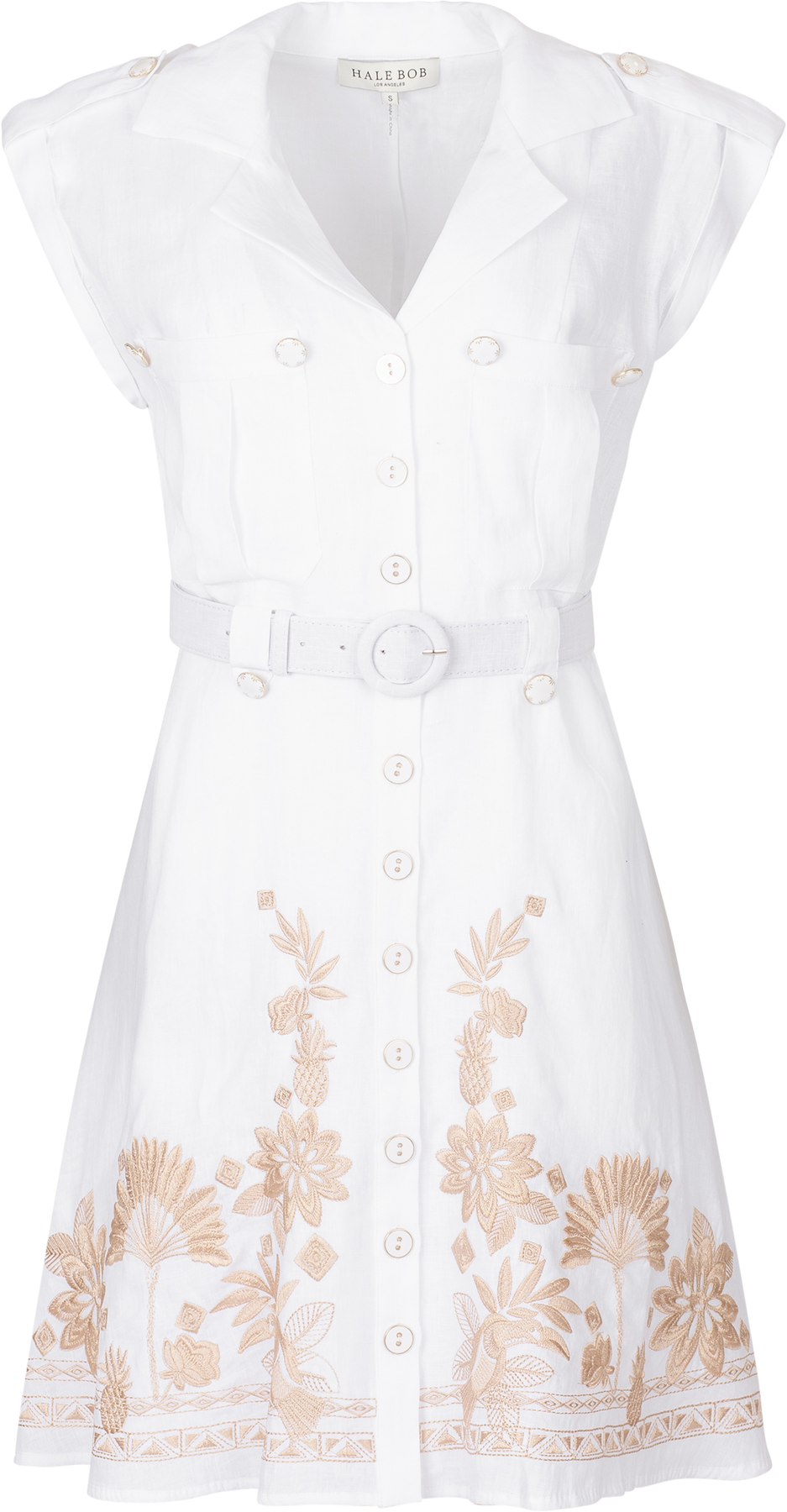 Jane Dress Linen W Embrodey - White