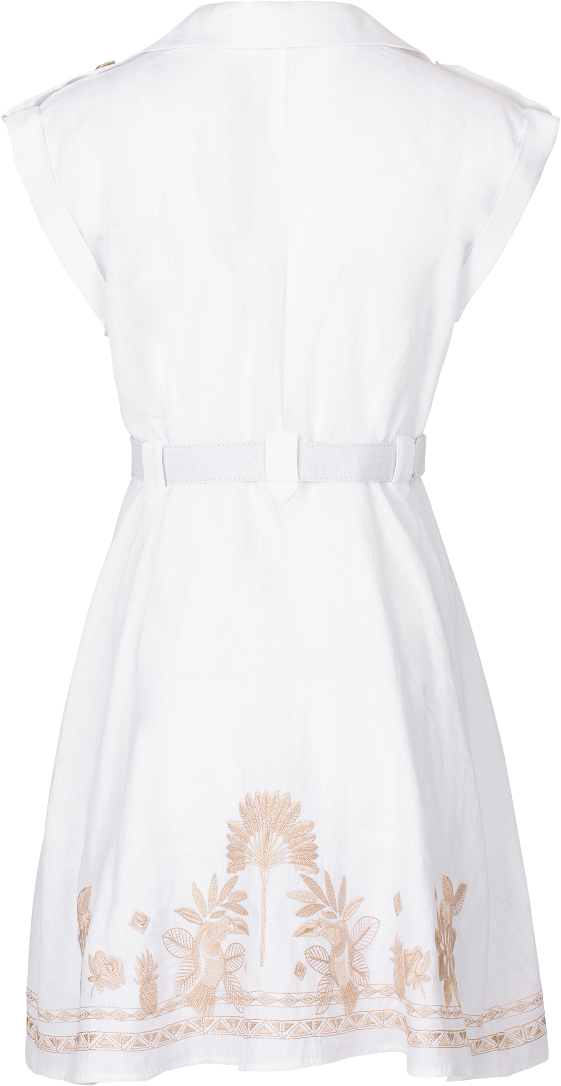 Jane Dress Linen W Embrodey - White