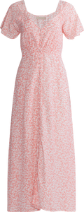 Aurelie Midi Dress - Micro Calla Print/Vermillion