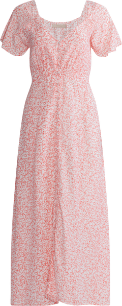 Aurelie Midi Dress - Micro Calla Print/Vermillion
