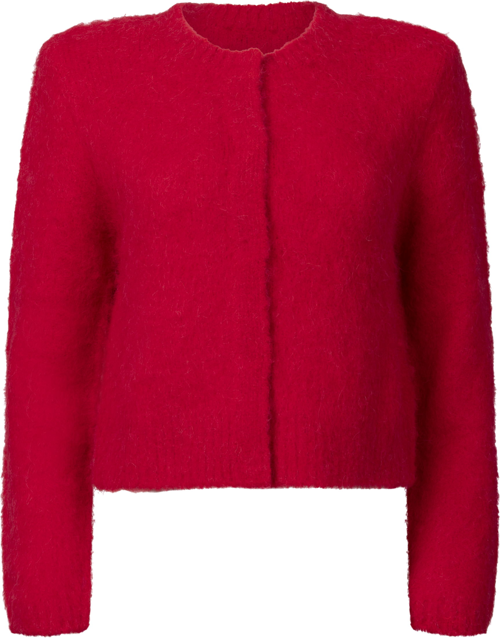 Hairy Knit Jacket - Red
